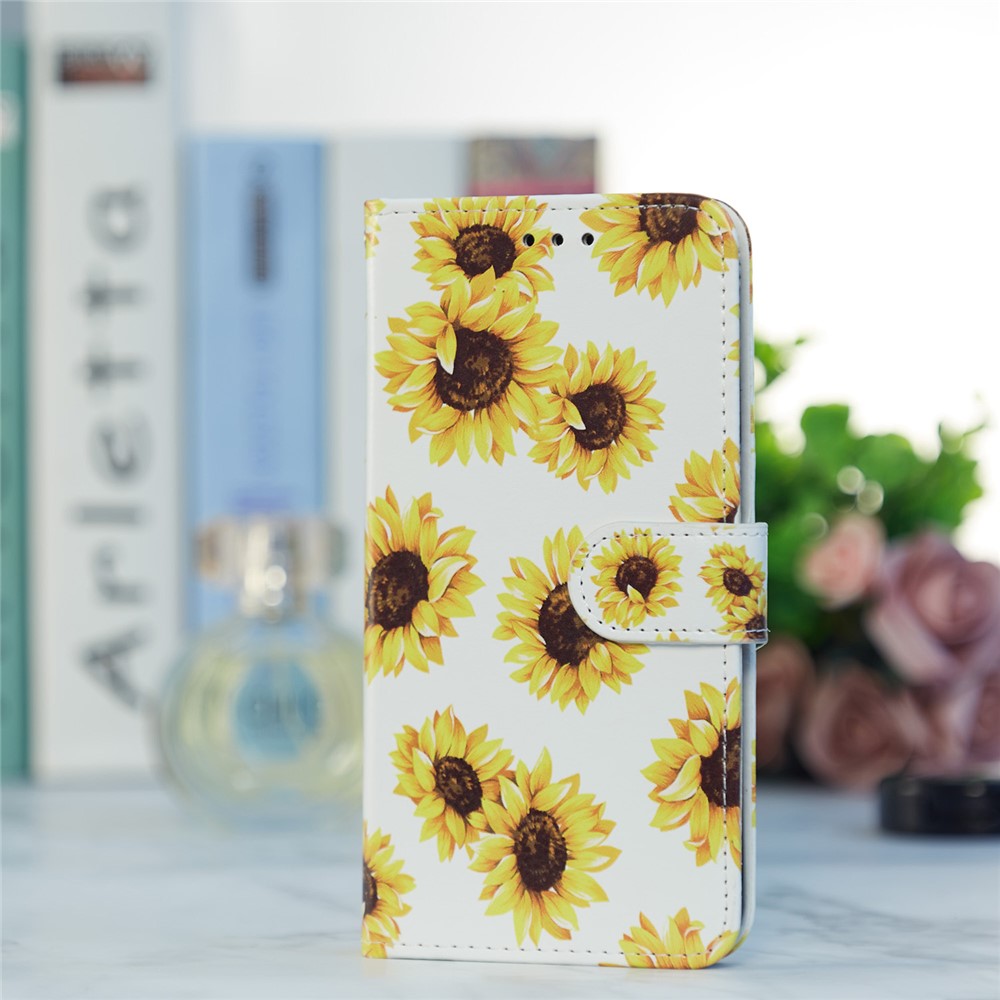 Pattern Impression De Portefeuille De Téléphone Portable Couverture De Support De Support Pour Xiaomi Redmi Note 10 4G / Note 10S - Tournesol-7