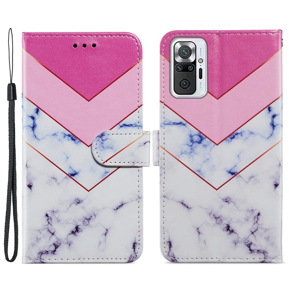 Pattern Printing Wallet Stand Design Leather Phone Case Cover for Xiaomi Redmi Note 10 Pro/Note 10 Pro Max - Smoke Marble-1