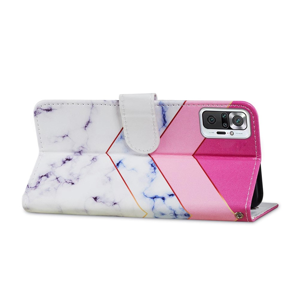 Pattern Printing Wallet Stand Design Leather Phone Case Cover for Xiaomi Redmi Note 10 Pro/Note 10 Pro Max - Smoke Marble-4