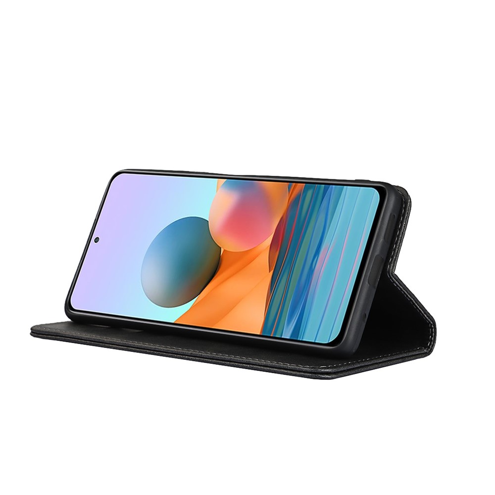 Auto-absorbed Wallet Stand Design Protective Leather Case for Xiaomi Redmi Note 10 Pro - Black-5
