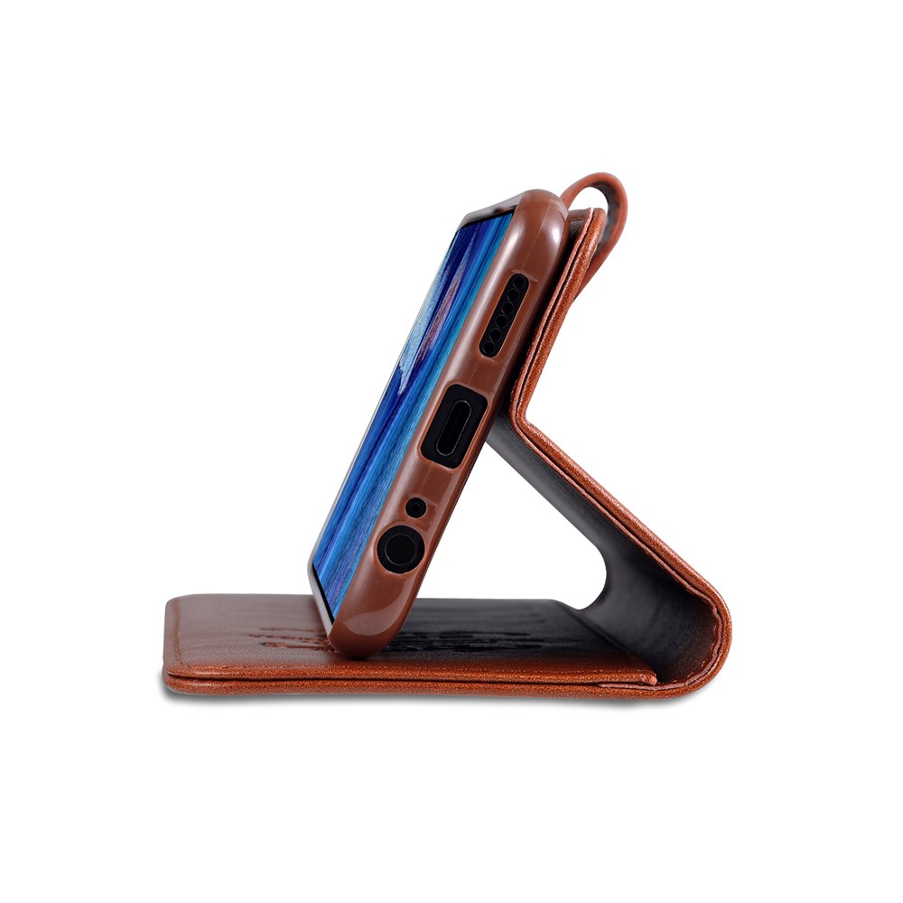 AZNS Wallet Stand Leather Protective Shell for Xiaomi Redmi Note 10 4G/Note 10S - Brown-6
