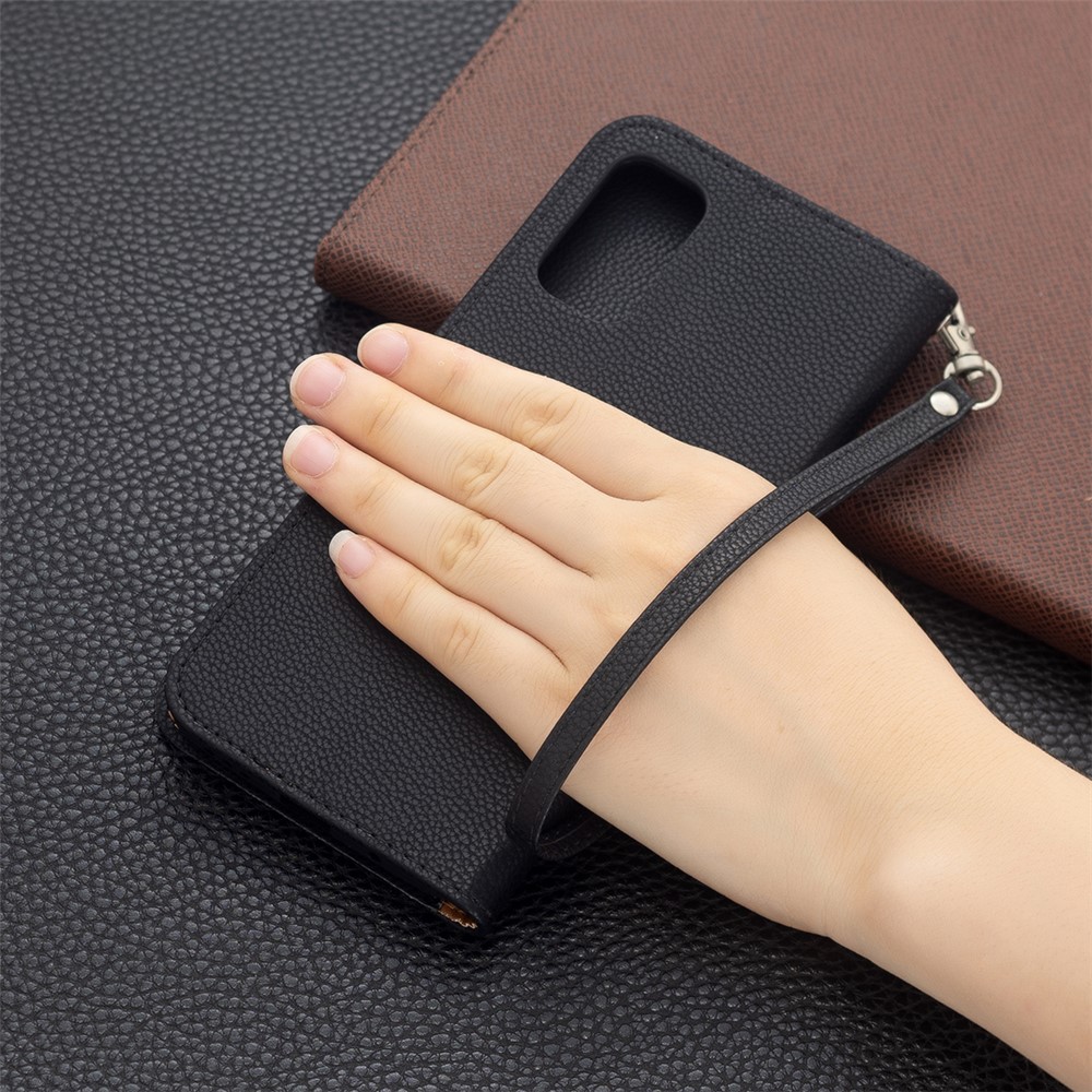 Full Cover Litchi Grain Magnetic Closure Leather Wallet Phone Case for Xiaomi Redmi Note 10 5G / Poco M3 Pro 5G / 4G - Black-8