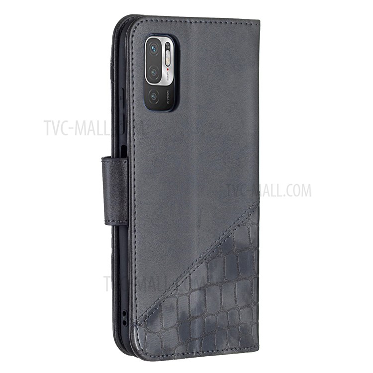 BF04 Crocodile Texture Color Splicing Wallet Stand Leather Protector Case for Xiaomi Redmi Note 10 5G/Poco M3 Pro 4G/Poco M3 Pro 5G - Black-5