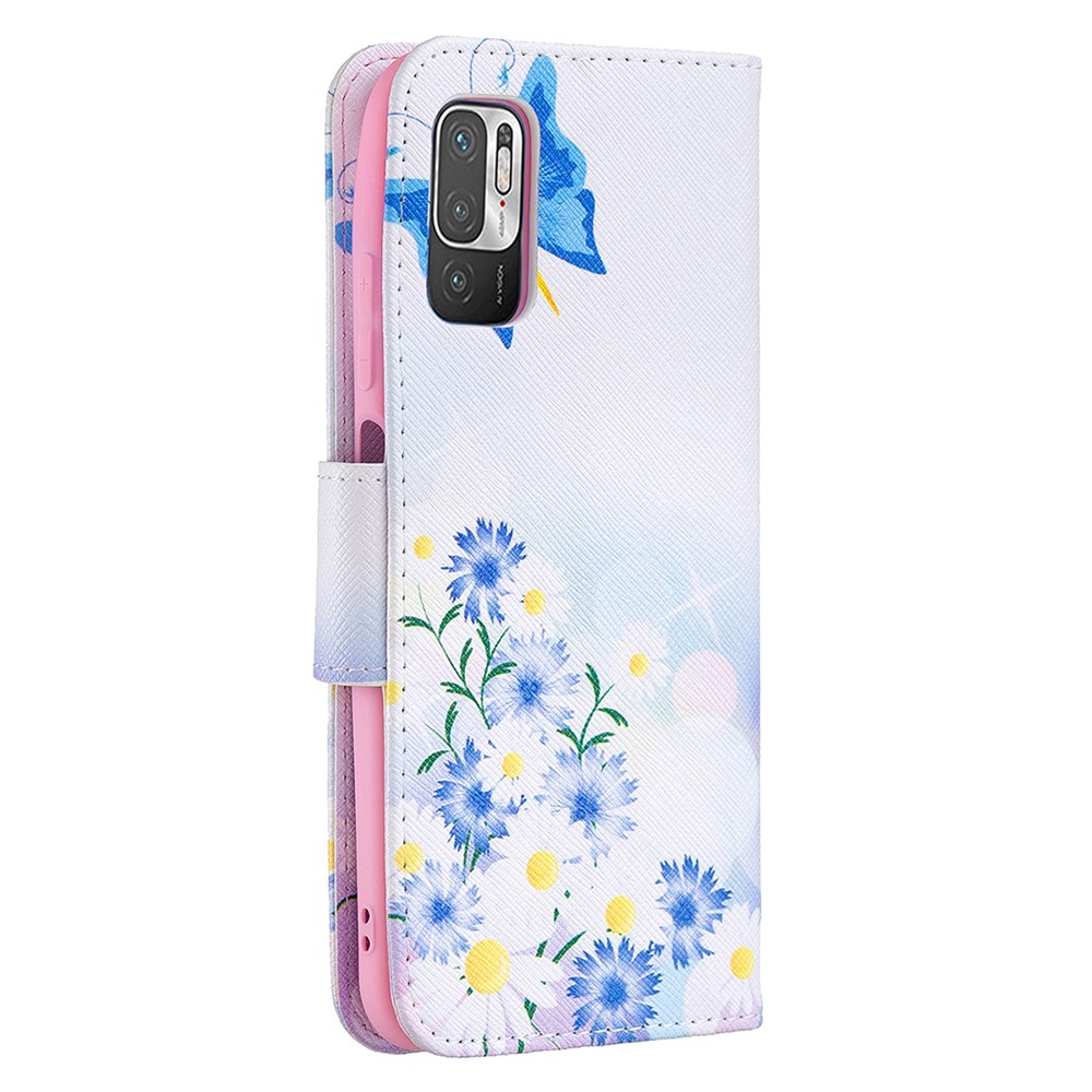 Pattern Printing PU Leather Magnetic Closure Stand Flip Shockproof Case for Xiaomi Redmi Note 10 5G / Poco M3 Pro 5G / 4G - Butterfly and Flower-5
