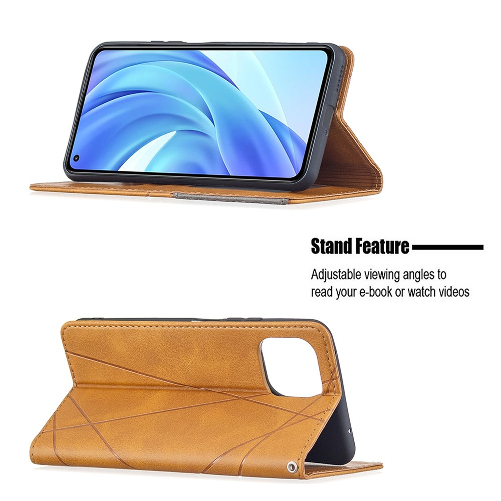 Geometric Pattern Auto-absorbed Stand Leather Phone Case for Xiaomi Mi 11 Lite 4G / 5G - Brown-4