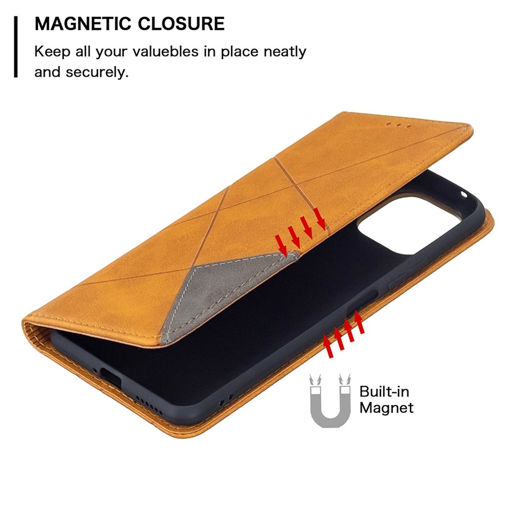 Geometric Pattern Auto-absorbed Stand Leather Phone Case for Xiaomi Mi 11 Lite 4G / 5G - Brown-5