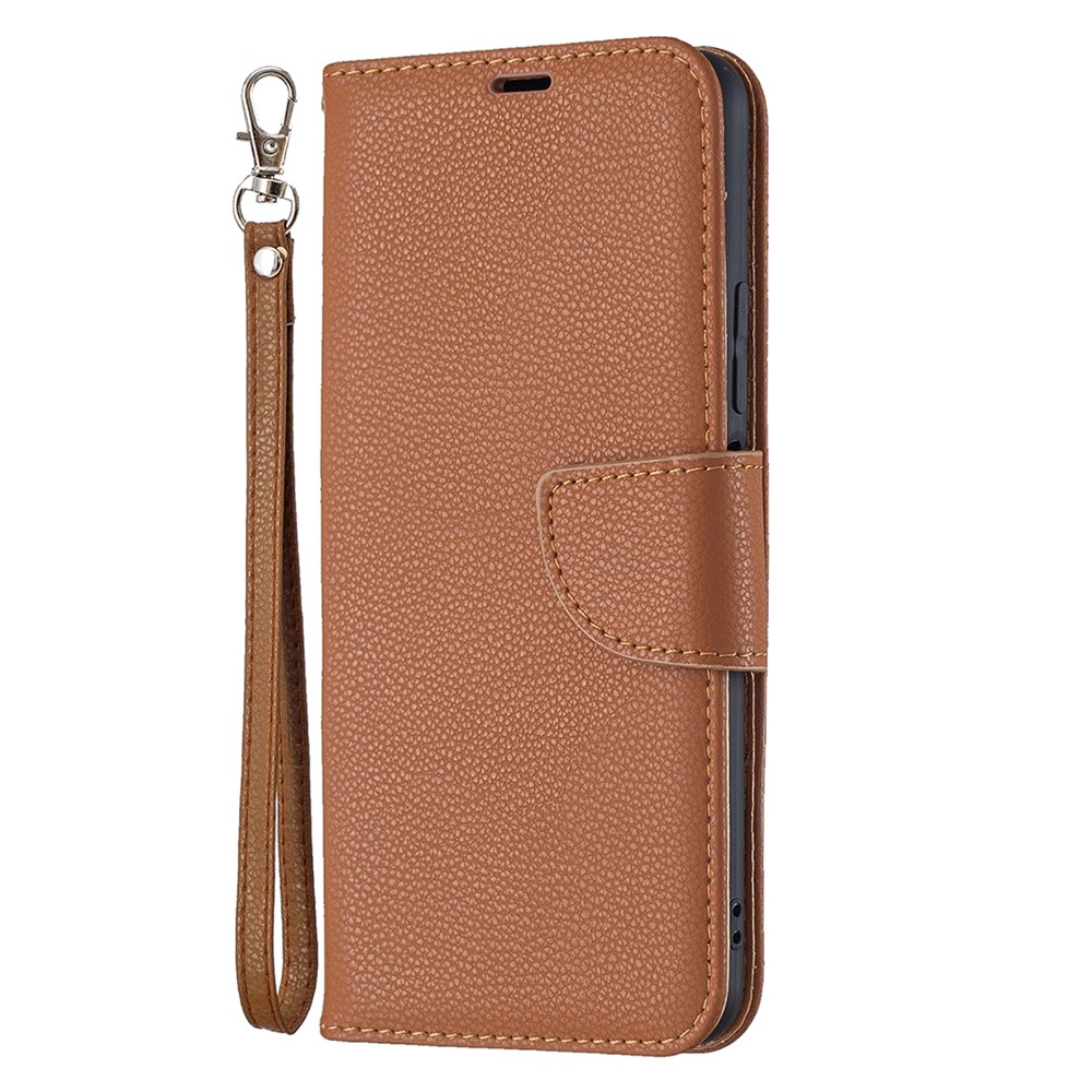 Litchi Texture Wallet Stand Leather Phone Case with Wrist Strap for Xiaomi Mi 11 Lite 4G / 5G - Brown-2