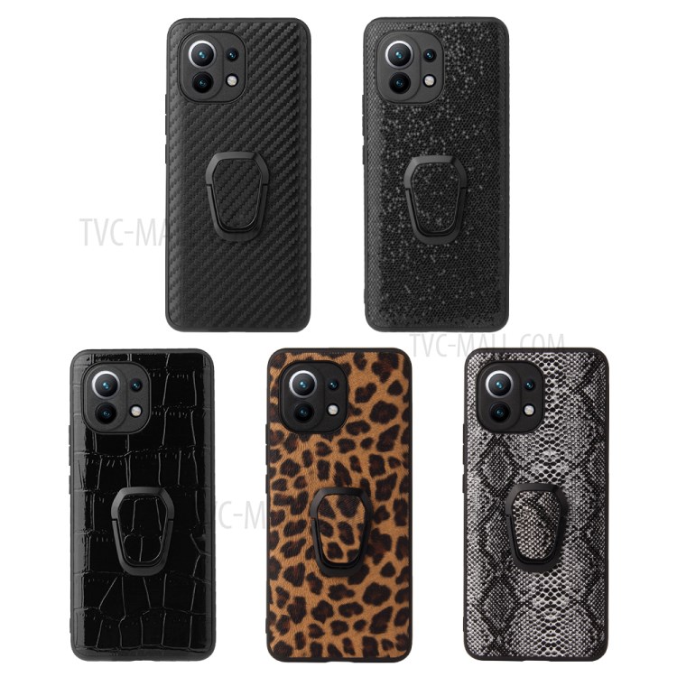 Soft Edges PU Leather +Soft TPU Anti-Drop Protection Kickstand Case for Xiaomi Mi 11 - Carbon Fiber Texture-10