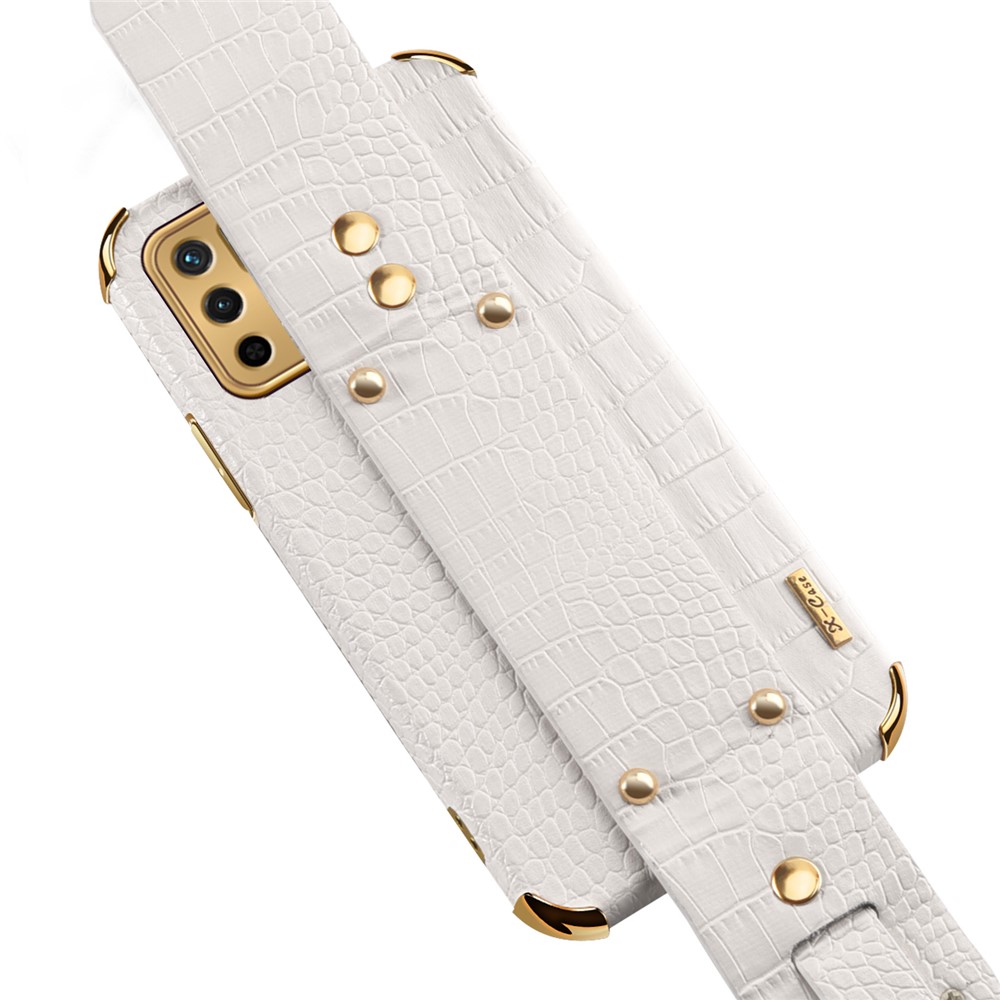 Precise Cut-Out 6D Crocodile Texture PU Leather Coated TPU Electroplated Phone Case for Xiaomi Redmi Note 10 5G/Poco M3 Pro 4G/Poco M3 Pro 5G - White-7