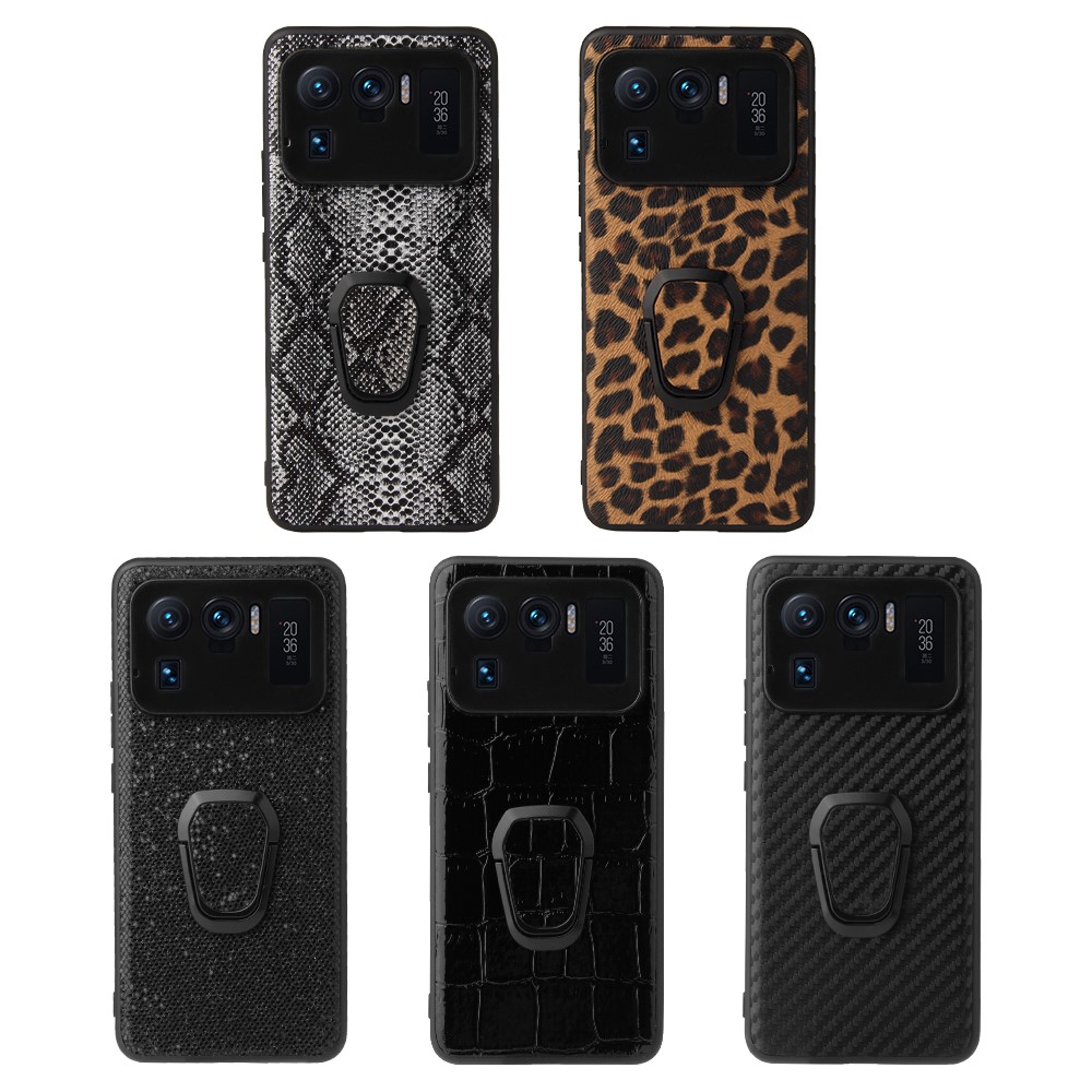 Premium PU Leather Coated Soft Back Cover with Flexible Kickstand for Xiaomi Mi 11 Ultra - Carbon Fiber Texture ??-11