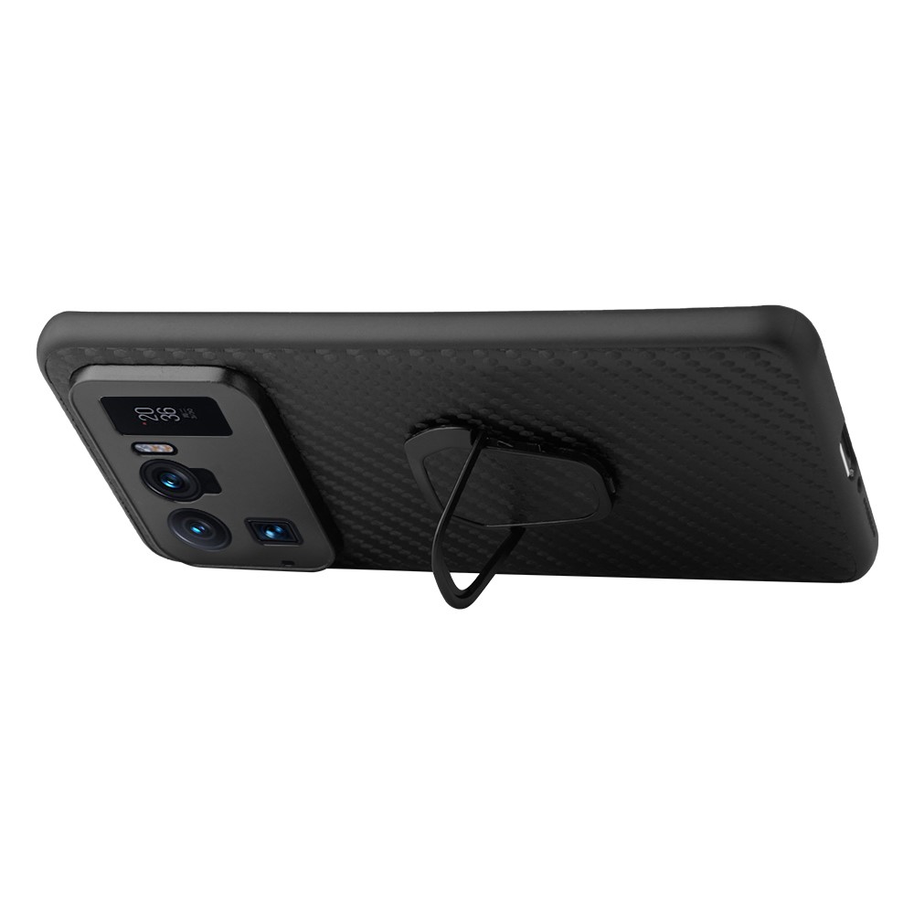 Premium PU Leather Coated Soft Back Cover with Flexible Kickstand for Xiaomi Mi 11 Ultra - Carbon Fiber Texture ??-7
