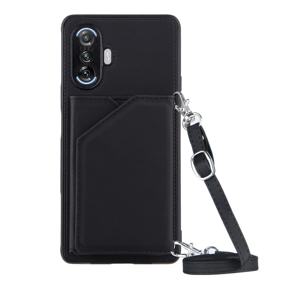 Kickstand Card Holder Smooth Leather Phone Case Cover for Xiaomi Redmi K40 Gaming - Black-1