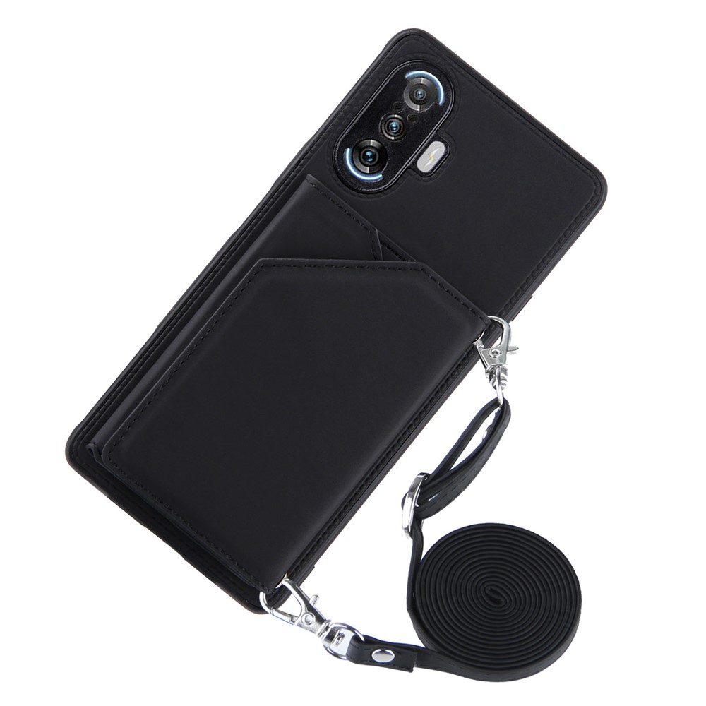 Kickstand Card Holder Smooth Leather Phone Case Cover for Xiaomi Redmi K40 Gaming - Black-4
