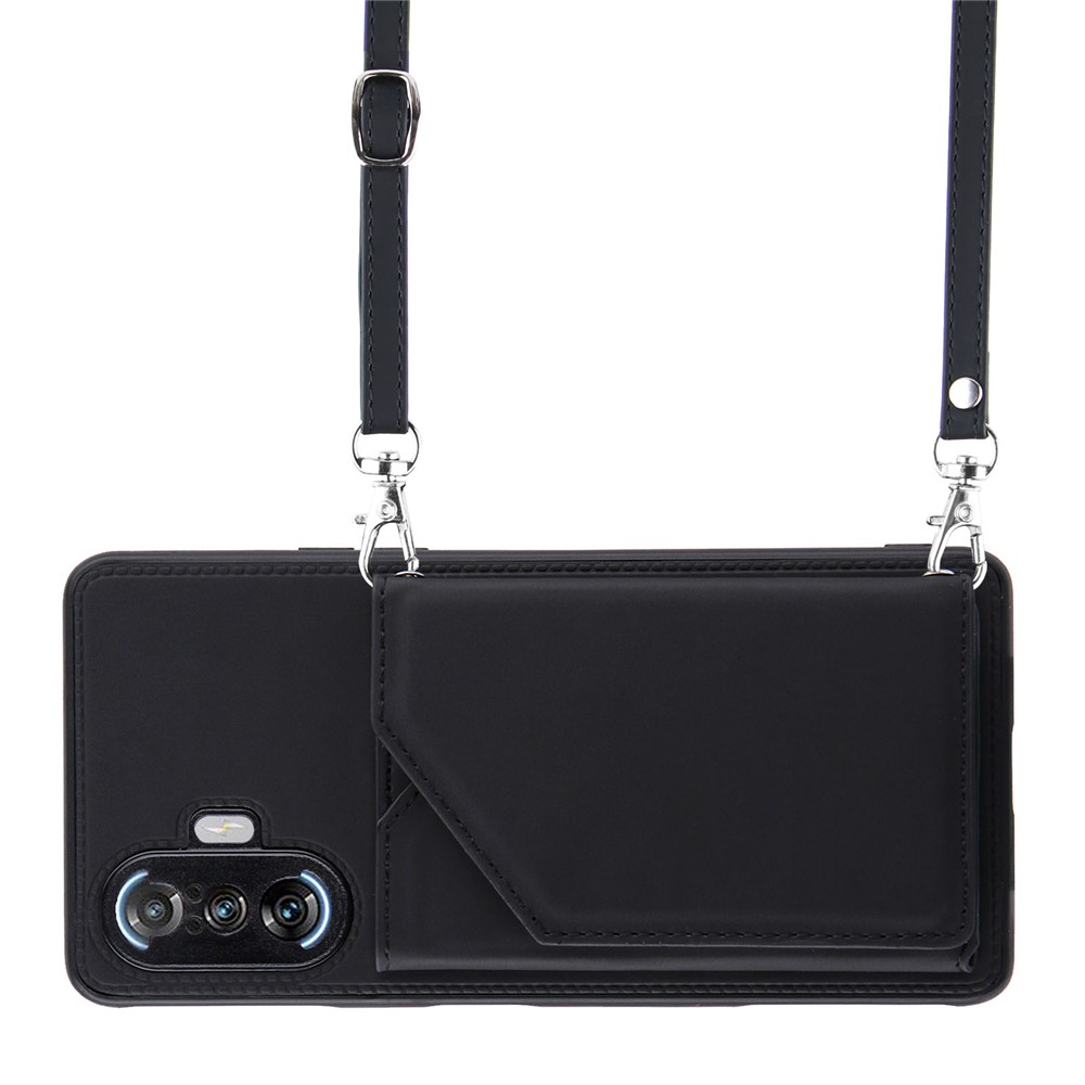 Kickstand Card Holder Smooth Leather Phone Case Cover for Xiaomi Redmi K40 Gaming - Black-5