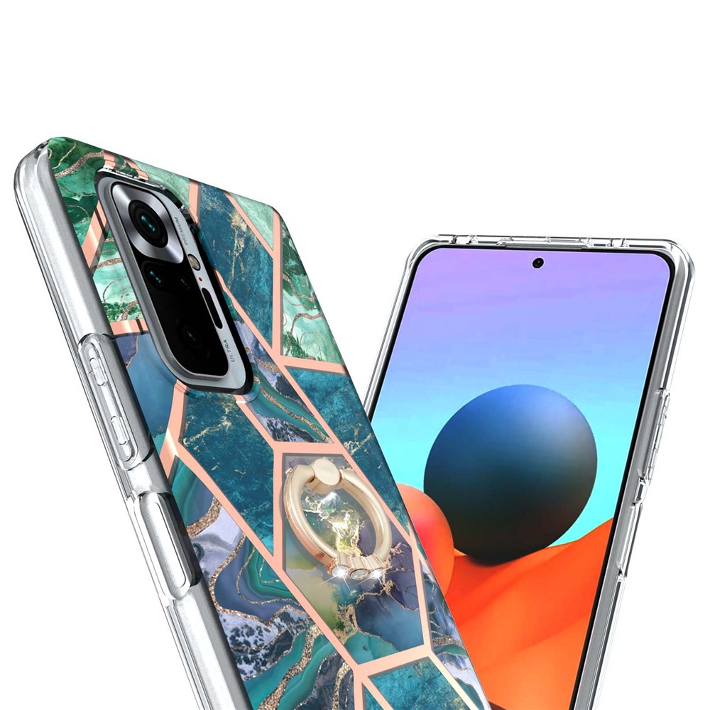 IMD IML Plating Marble Pattern TPU Kickstand Cover (2.0mm) for Xiaomi Redmi Note 10 Pro Max/Note 10 Pro - Green-3