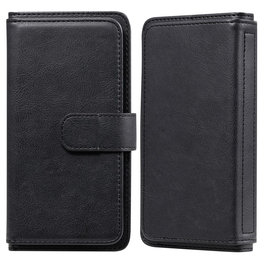 Multi-function 10 Card Slots Wallet Shell for Xiaomi Redmi K40/K40 Pro/Poco F3 Case - Black-1