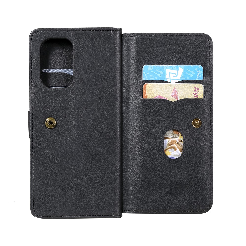 Multi-function 10 Card Slots Wallet Shell for Xiaomi Redmi K40/K40 Pro/Poco F3 Case - Black-8