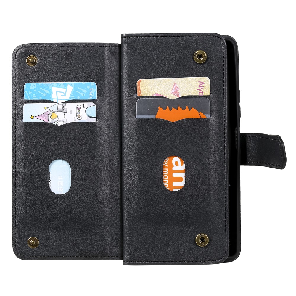 Multi-function 10 Card Slots Wallet Shell for Xiaomi Redmi K40/K40 Pro/Poco F3 Case - Black-9
