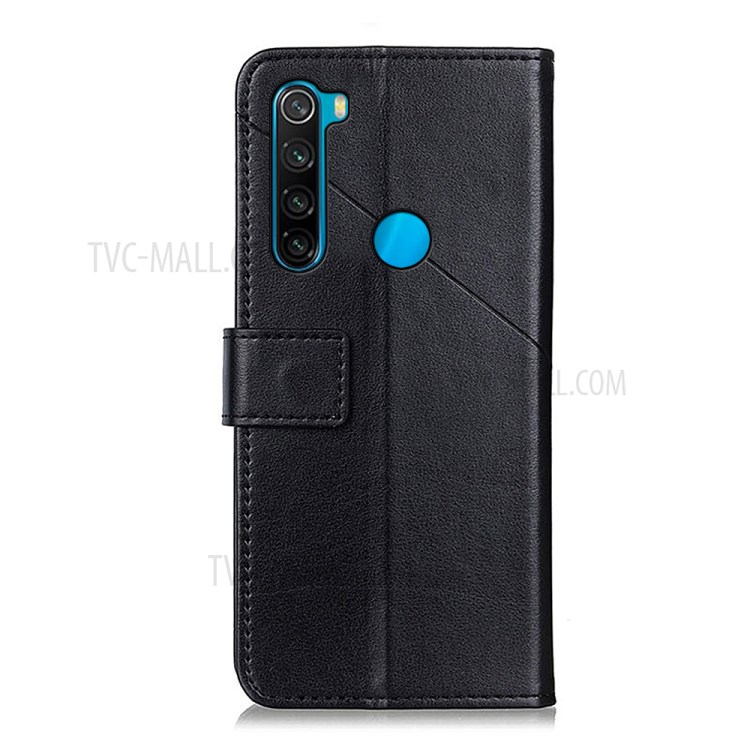 Wallet Stand Magnetic Clasp PU Leather Phone Case for Xiaomi Redmi Note 8 2021 - Black-3