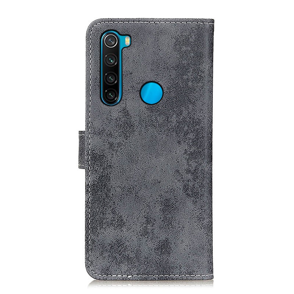 Vintage Style Wallet Stand Leather Case Cover for Xiaomi Redmi Note 8 2021 - Black-3