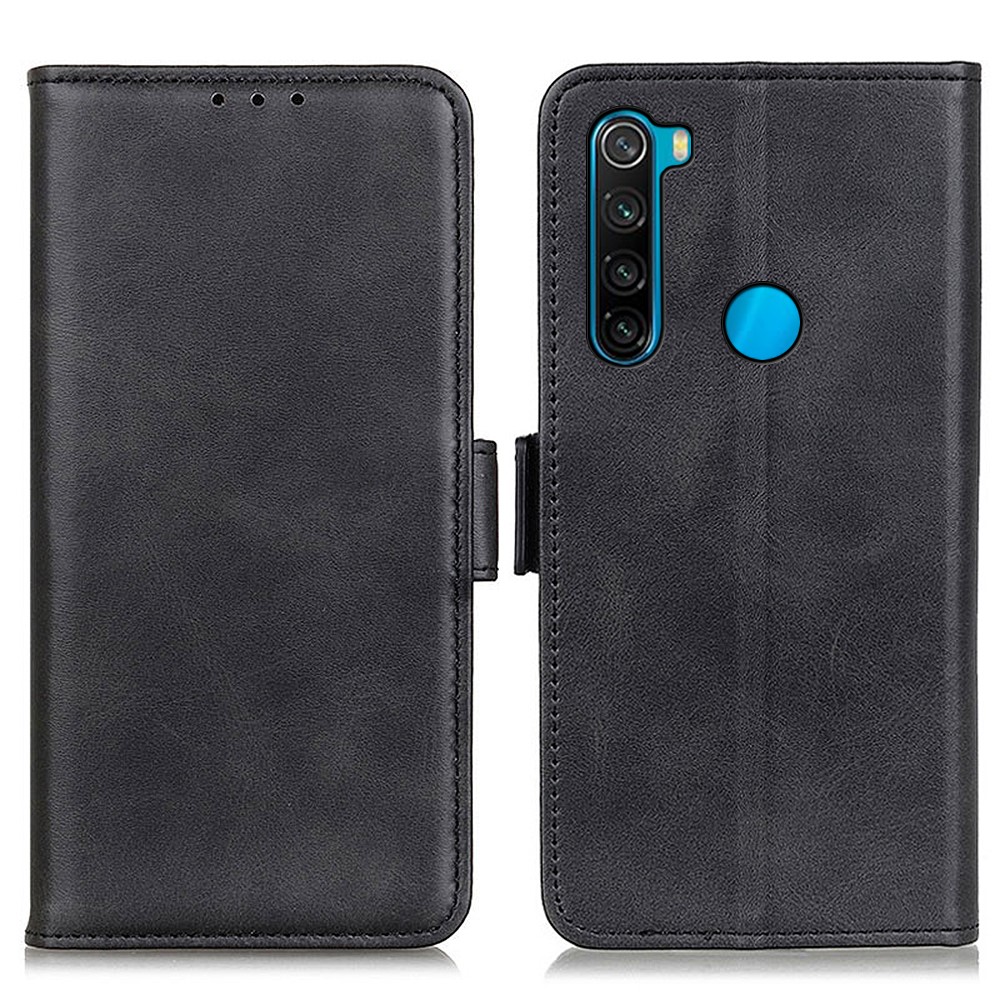 Full Protection Magnetic Double Clasp Leather Wallet Stand Case Cover for Xiaomi Redmi Note 8 2021 - Black-1