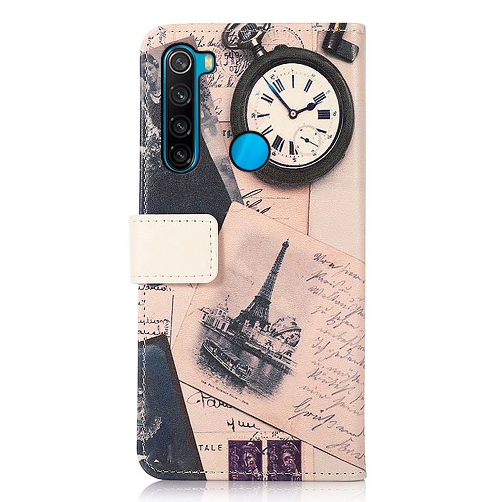 Pattern Printing Wallet Leather Stand Case with Card Slots for Xiaomi Redmi Note 8 2021 - Tower and Feather-3