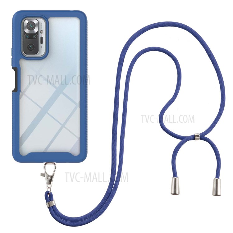 TPU + PC Hybrid Case Phone Shell with Adjustable Shoulder Strap for Xiaomi Redmi Note 10 Pro/Note 10 Pro Max - Blue-2