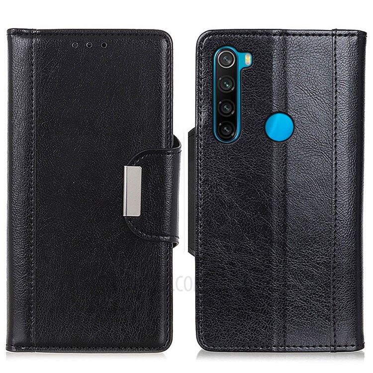 PU Leather Wallet Phone Case Cover with Stand for Xiaomi Redmi Note 8 2021 - Black-1
