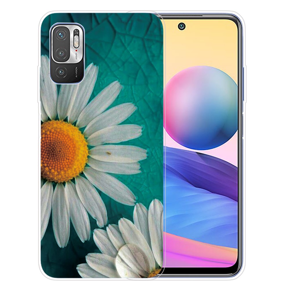 Pattern Printing Design Soft TPU Shock Absorption Slim Protective Back Cover for Xiaomi Poco M3 Pro 5G / 4G / Redmi Note 10 5G - Chrysanthemum-1