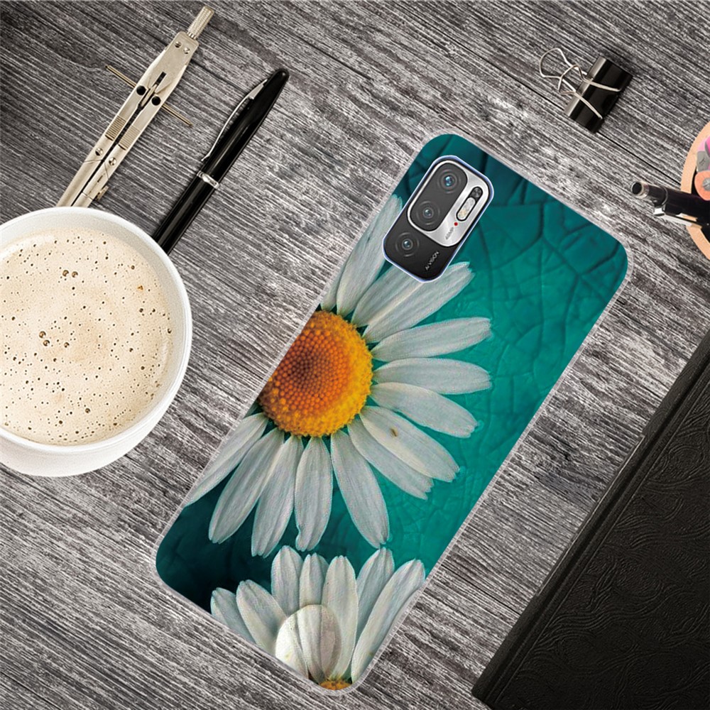 Pattern Printing Design Soft TPU Shock Absorption Slim Protective Back Cover for Xiaomi Poco M3 Pro 5G / 4G / Redmi Note 10 5G - Chrysanthemum-2