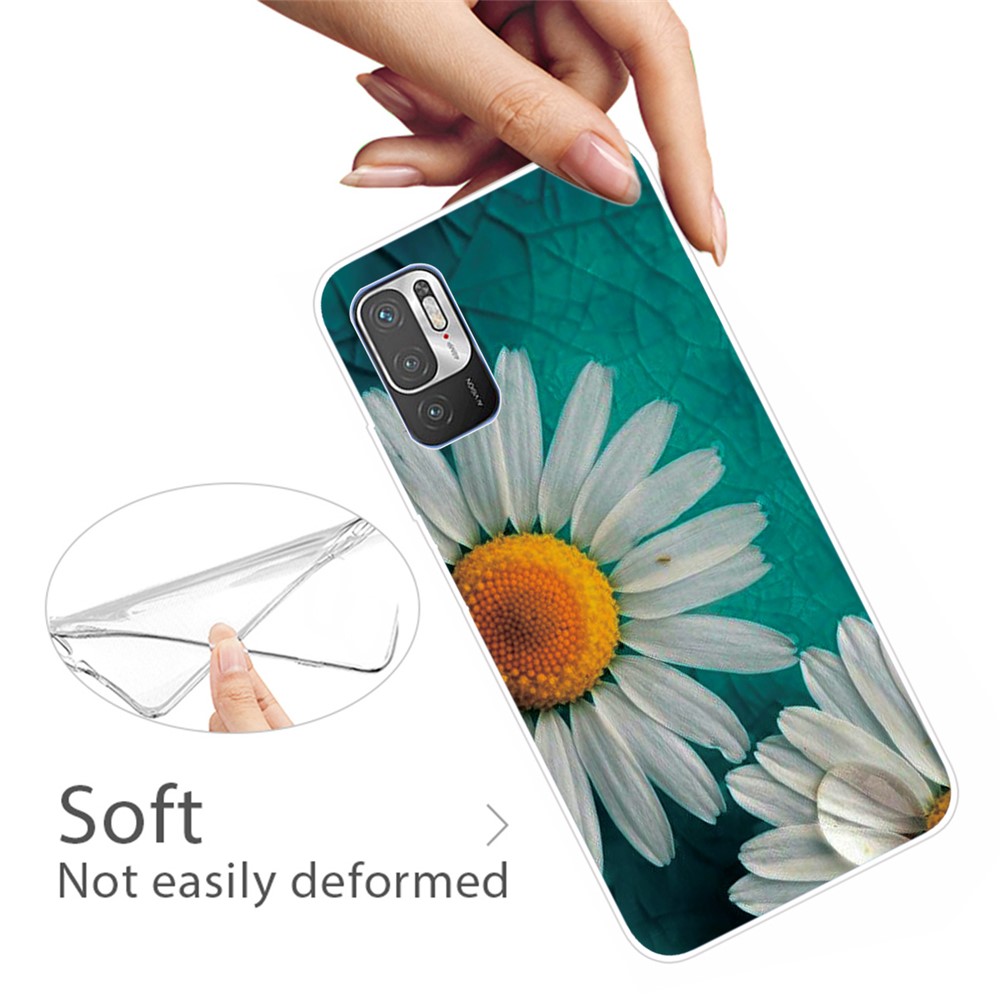 Pattern Printing Design Soft TPU Shock Absorption Slim Protective Back Cover for Xiaomi Poco M3 Pro 5G / 4G / Redmi Note 10 5G - Chrysanthemum-3
