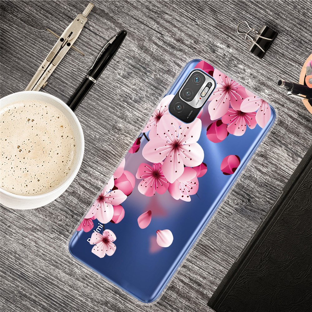 Full Coverage Shockproof Anti-Scratch Soft TPU Phone Cover with Pattern Printing Design for Xiaomi Poco M3 Pro 5G / 4G / Redmi Note 10 5G - Peach Blossom-2