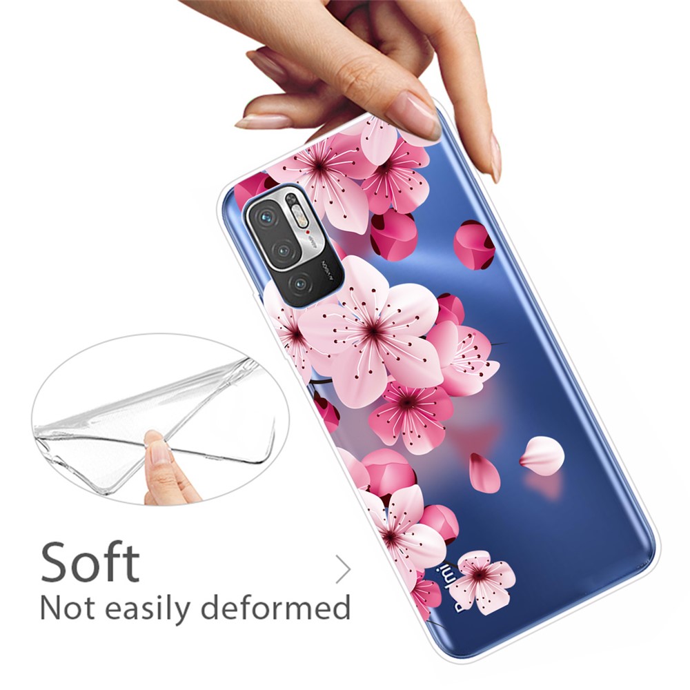 Full Coverage Shockproof Anti-Scratch Soft TPU Phone Cover with Pattern Printing Design for Xiaomi Poco M3 Pro 5G / 4G / Redmi Note 10 5G - Peach Blossom-3