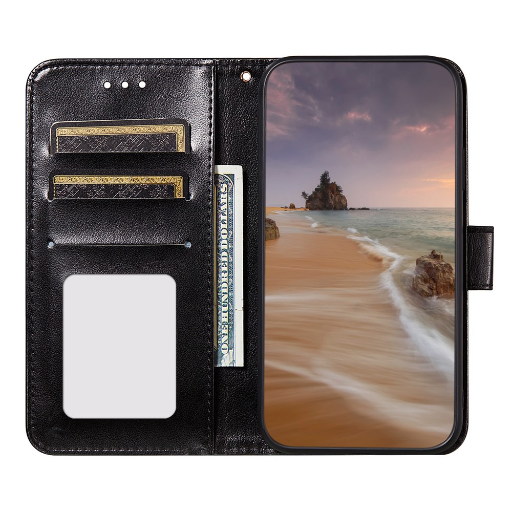 Solid Color Magnetic Clasp Leather Stand Case Wallet Cover with Strap for Xiaomi Mi 11 Ultra - Black-8