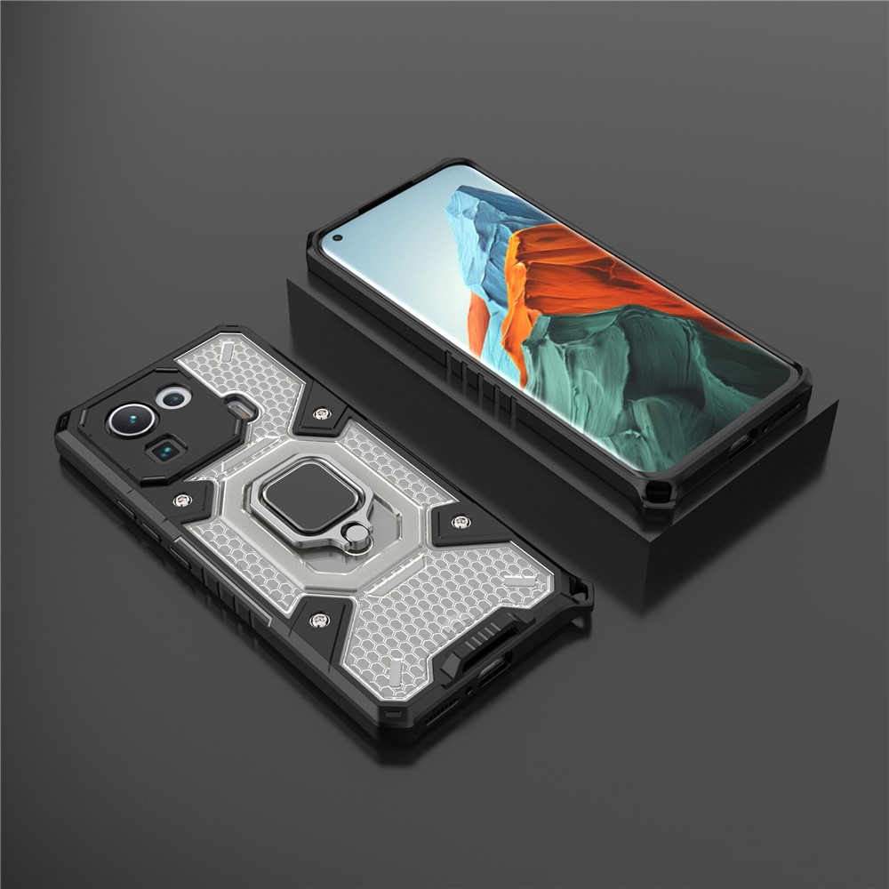 Kickstand Slim Shockproof PC + TPU Hybrid Rugged Protective Cover Built-in Magnetic Holder for Xiaomi Mi 11 Pro - Grey-10