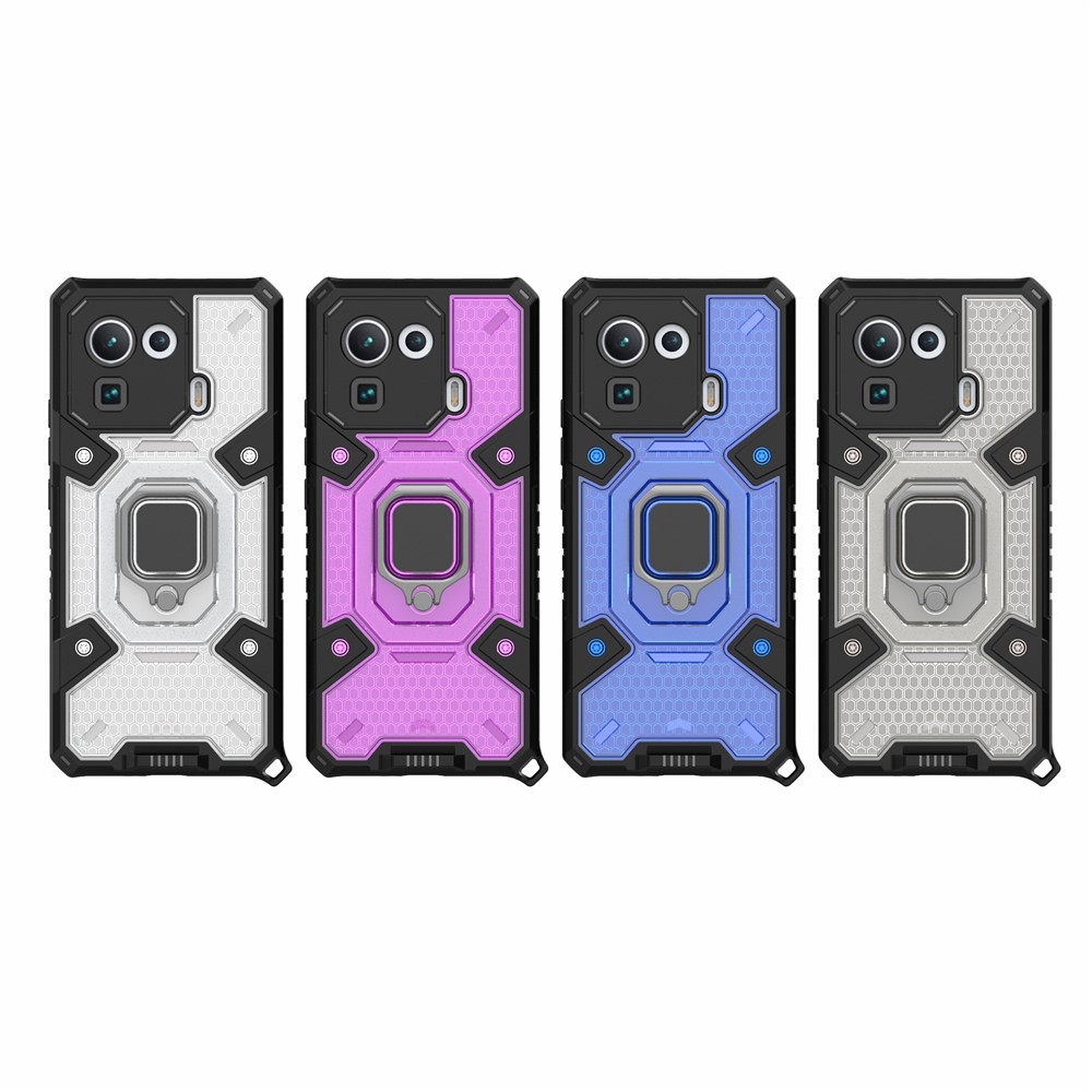 Kickstand Slim Shockproof PC + TPU Hybrid Rugged Protective Cover Built-in Magnetic Holder for Xiaomi Mi 11 Pro - Grey-12