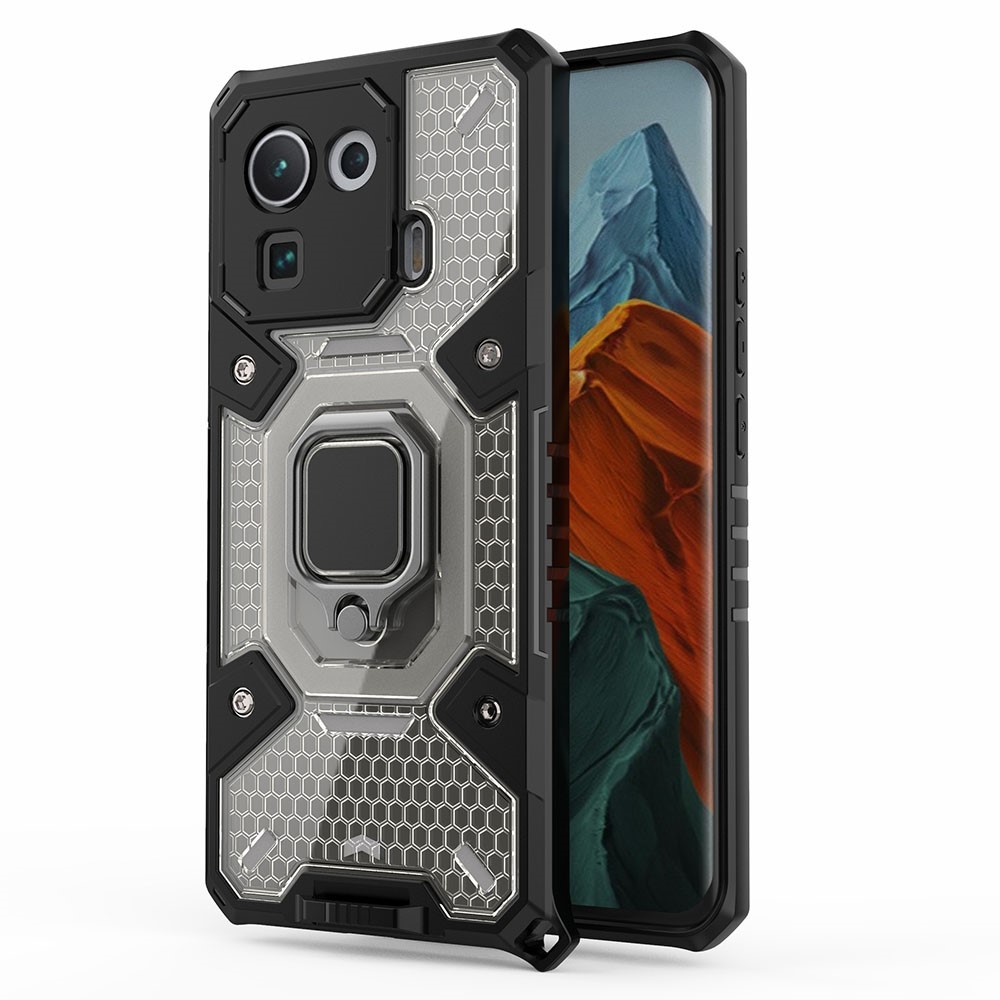Kickstand Slim Shockproof PC + TPU Hybrid Rugged Protective Cover Built-in Magnetic Holder for Xiaomi Mi 11 Pro - Grey-2