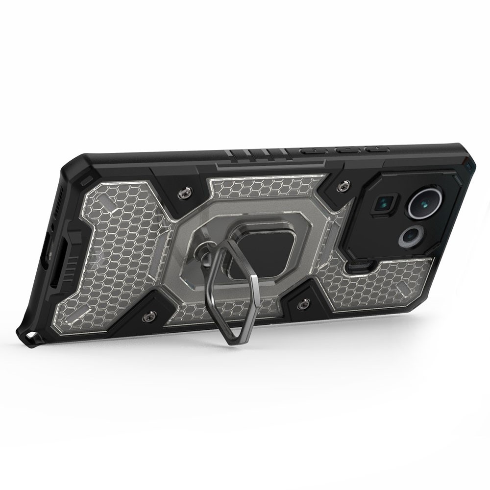 Kickstand Slim Shockproof PC + TPU Hybrid Rugged Protective Cover Built-in Magnetic Holder for Xiaomi Mi 11 Pro - Grey-3
