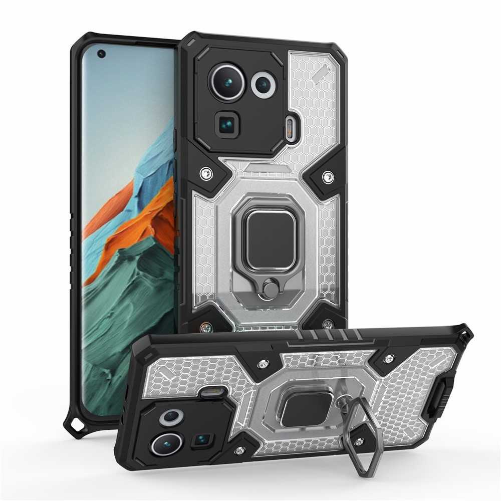 Kickstand Slim Shockproof PC + TPU Hybrid Rugged Protective Cover Built-in Magnetic Holder for Xiaomi Mi 11 Pro - Grey-7