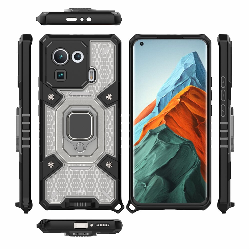 Kickstand Slim Shockproof PC + TPU Hybrid Rugged Protective Cover Built-in Magnetic Holder for Xiaomi Mi 11 Pro - Grey-8