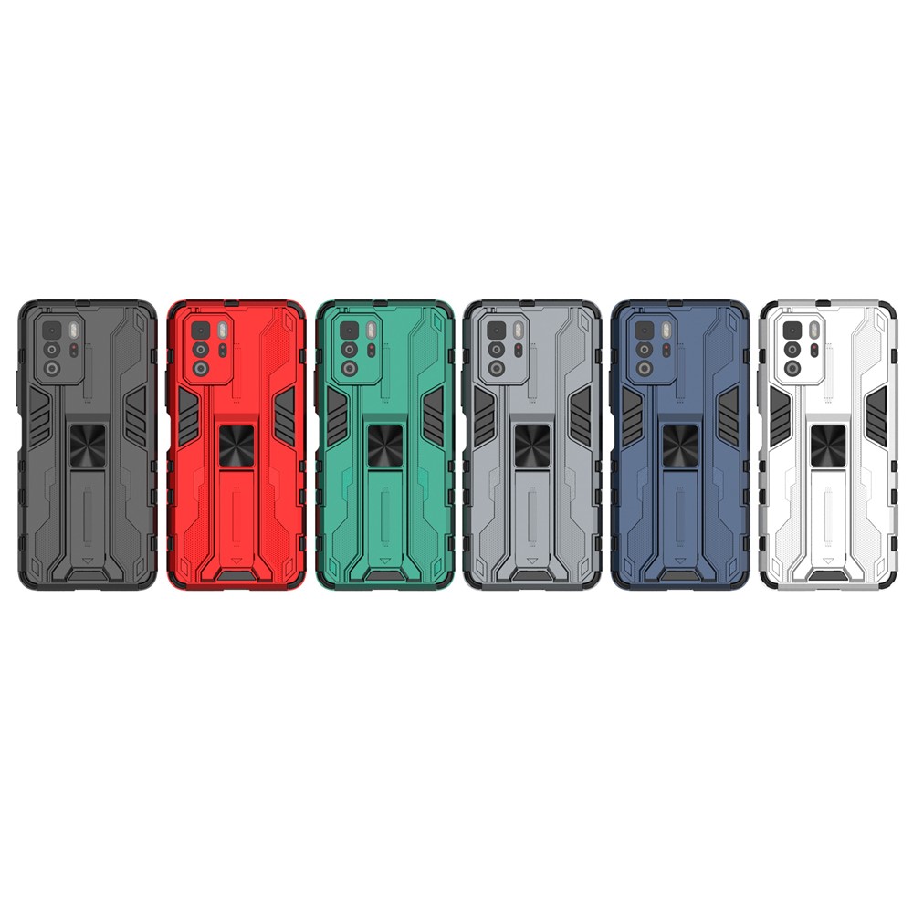 Drop Tested PC + TPU Hybrid Phone Case Combo Design Protective Cover with Kickstand for Xiaomi Redmi Note 10 Pro 5G - Black-12