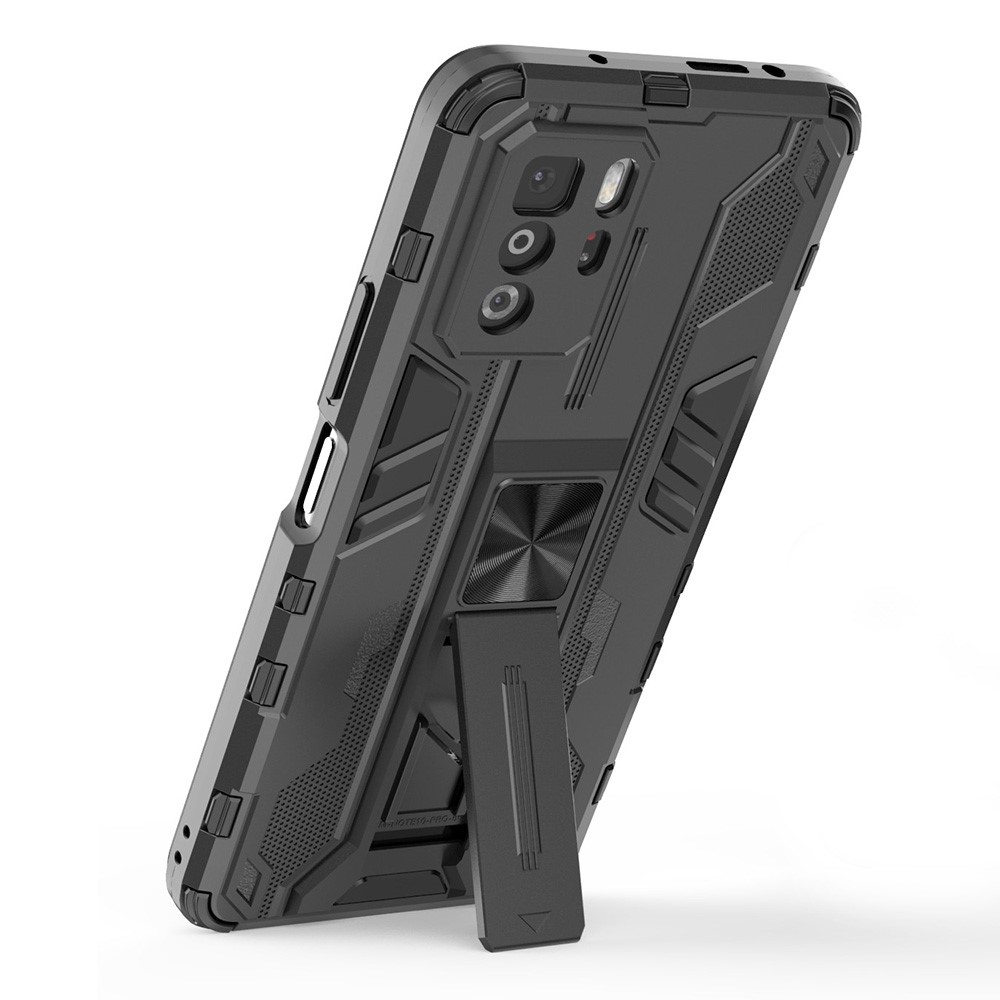 Drop Tested PC + TPU Hybrid Phone Case Combo Design Protective Cover with Kickstand for Xiaomi Redmi Note 10 Pro 5G - Black-2