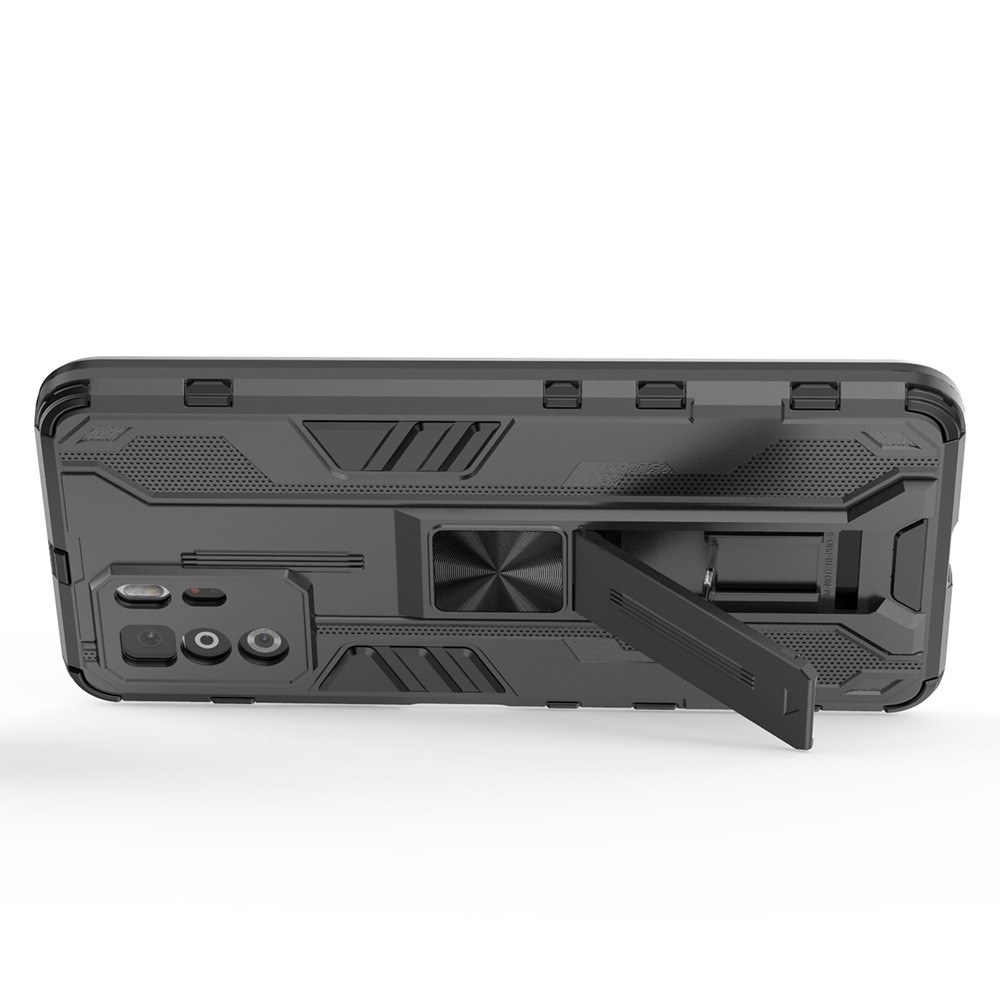 Drop Tested PC + TPU Hybrid Phone Case Combo Design Protective Cover with Kickstand for Xiaomi Redmi Note 10 Pro 5G - Black-3
