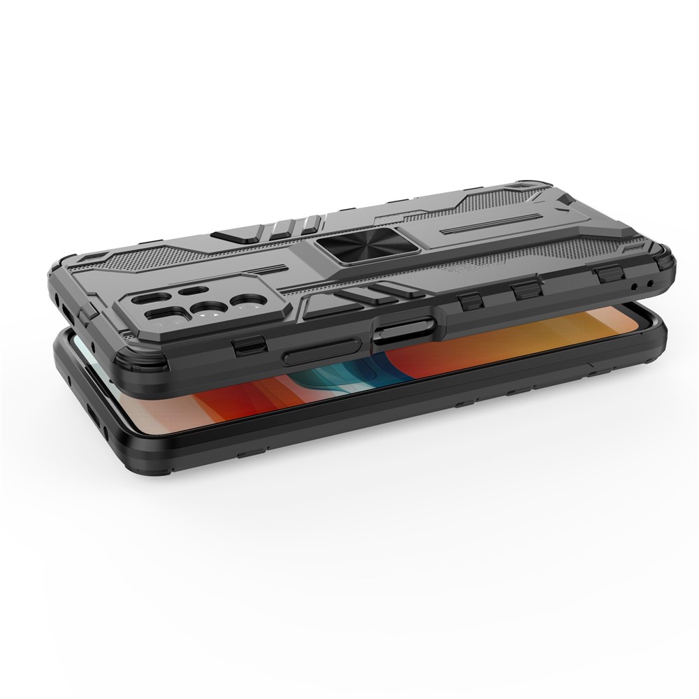 Drop Tested PC + TPU Hybrid Phone Case Combo Design Protective Cover with Kickstand for Xiaomi Redmi Note 10 Pro 5G - Black-5