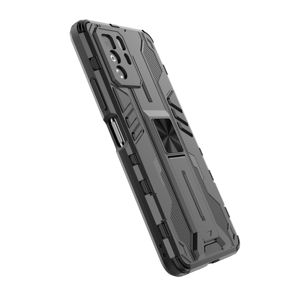 Drop Tested PC + TPU Hybrid Phone Case Combo Design Protective Cover with Kickstand for Xiaomi Redmi Note 10 Pro 5G - Black-6