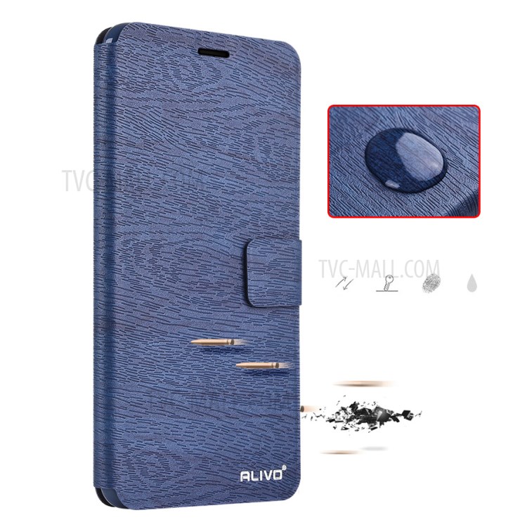 ALIVO Wood Texture Leather Full Protective Mobile Phone Case Shell for Xiaomi Redmi K40/K40 Pro/Poco F3/Mi 11i - Blue-2