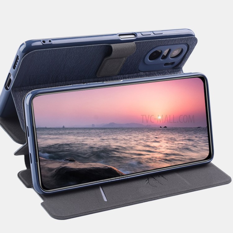ALIVO Wood Texture Leather Full Protective Mobile Phone Case Shell for Xiaomi Redmi K40/K40 Pro/Poco F3/Mi 11i - Blue-4