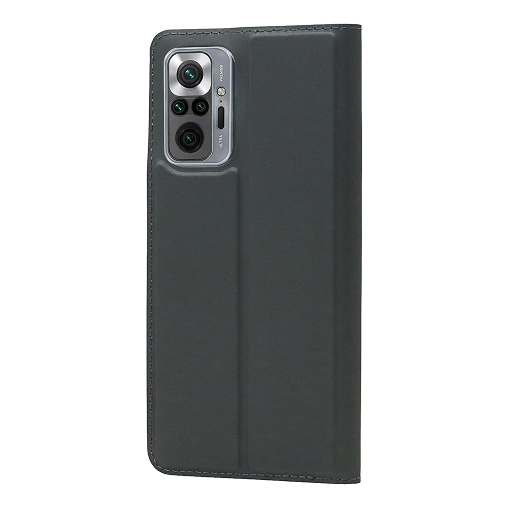 Full Protection PU Leather Auto-absorbed Phone Shell Stand Card Slot Case for Xiaomi Redmi Note 10 Pro - Black-3