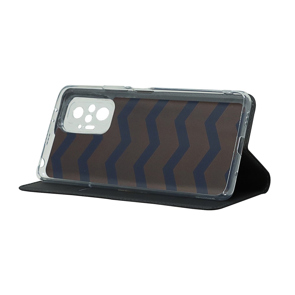 Full Protection PU Leather Auto-absorbed Phone Shell Stand Card Slot Case for Xiaomi Redmi Note 10 Pro - Black-4