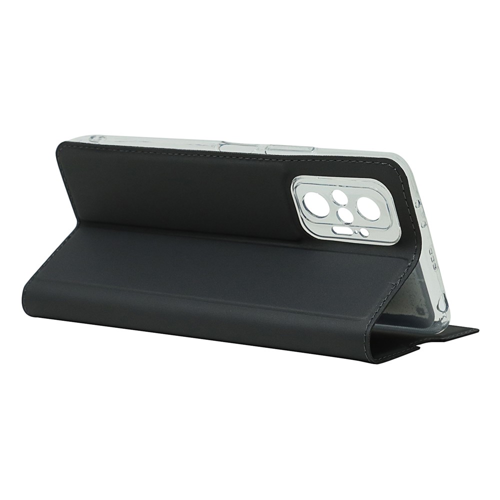 Full Protection PU Leather Auto-absorbed Phone Shell Stand Card Slot Case for Xiaomi Redmi Note 10 Pro - Black-5